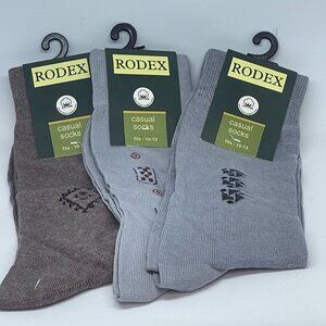 NWT Rodex Men's Casual Dress Socks - Gray & Brown - Size 10-13 - 3 Pairs